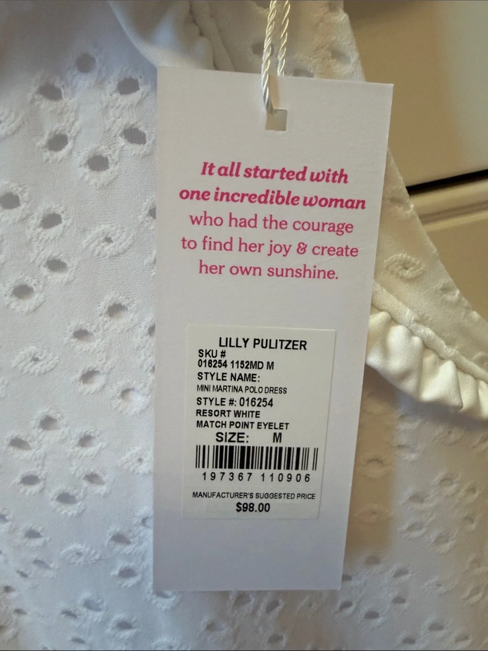 Lilly Pulitzer Girls' White Eyelet Polo Dress